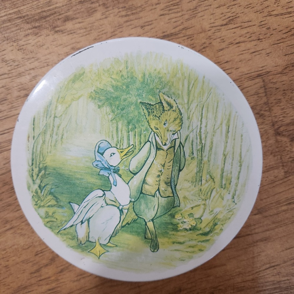 Vintage Jemima Puddleduck Huntley & Palmers Biscuits Circular Metal Tin
